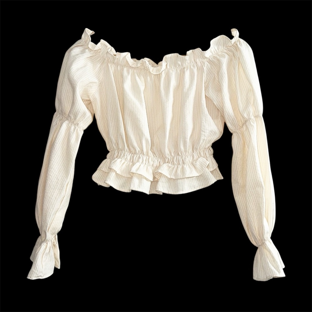 Boho Off-Shoulder Ruffle Crop Top